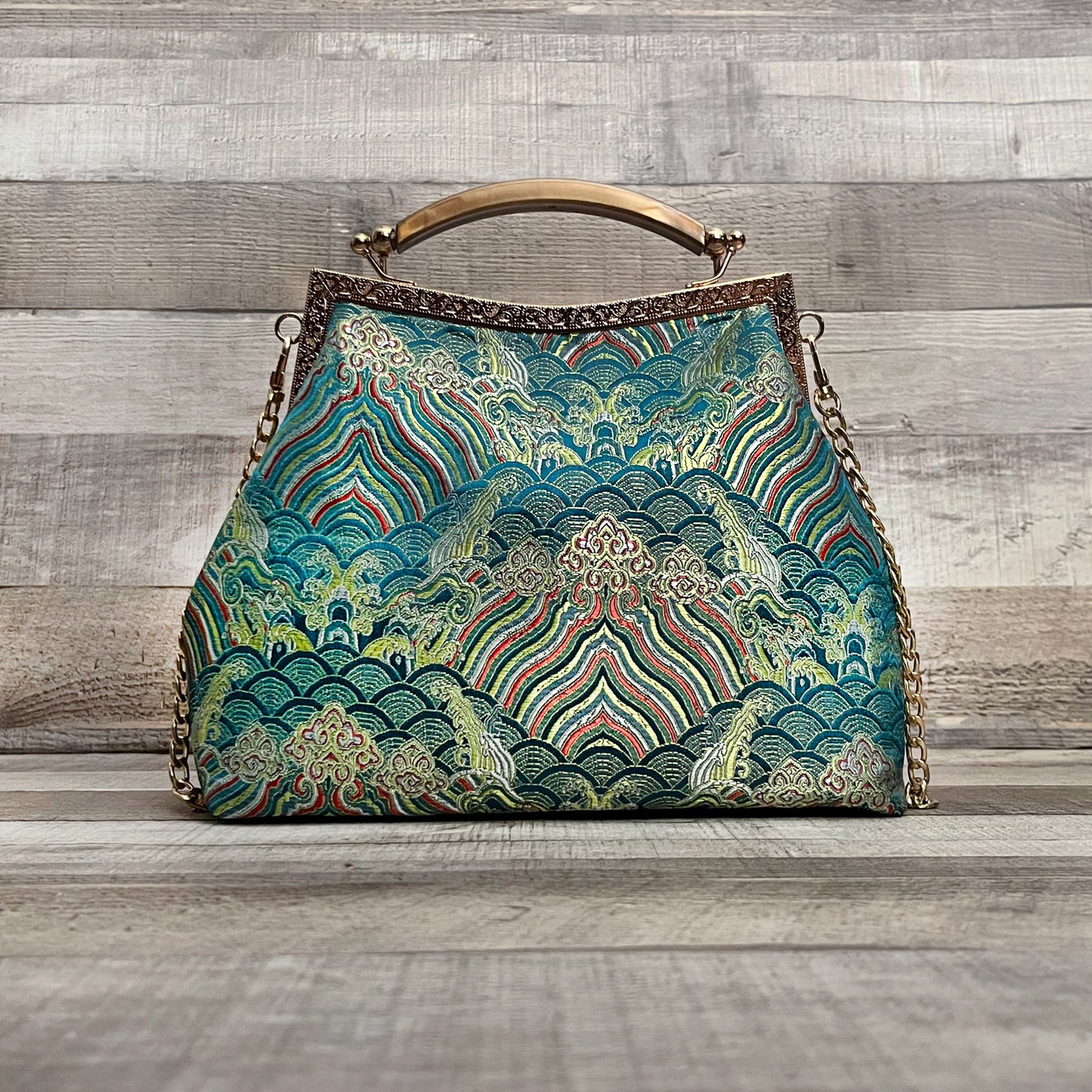 One of a Kind GREEN AURA Vintage Woven Handbag  | Boho Accessories