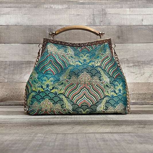 "GREEN AURA" One of a Kind Vintage Woven Handbag