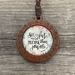 Bible verse wooden pendant necklace